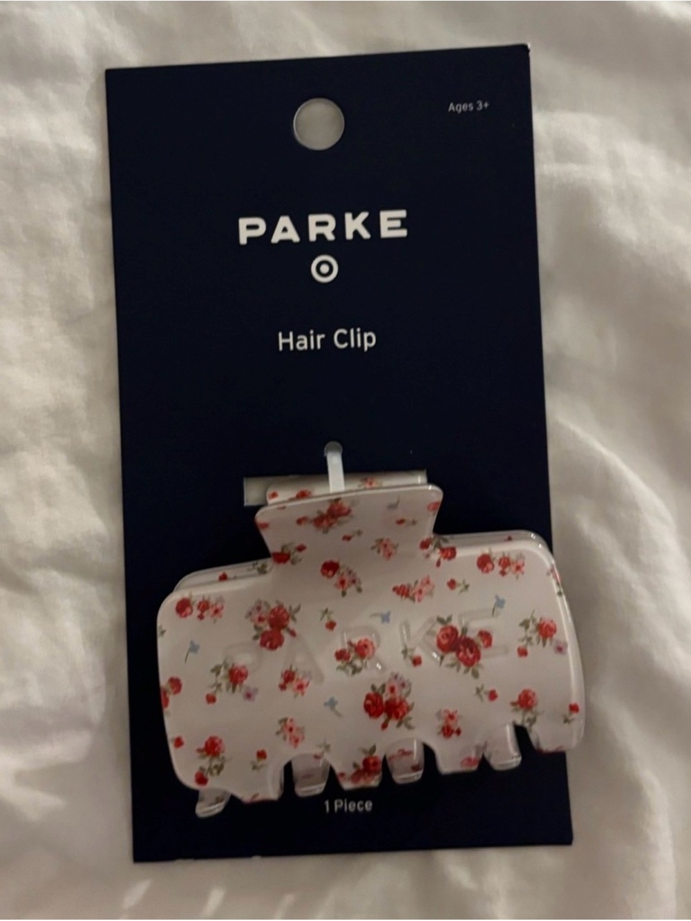 PARKE/Target Collab Cream Hair Clip with Red Floral Print